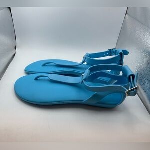 Hunter Original T Bar blue thong women’s sandals size 8